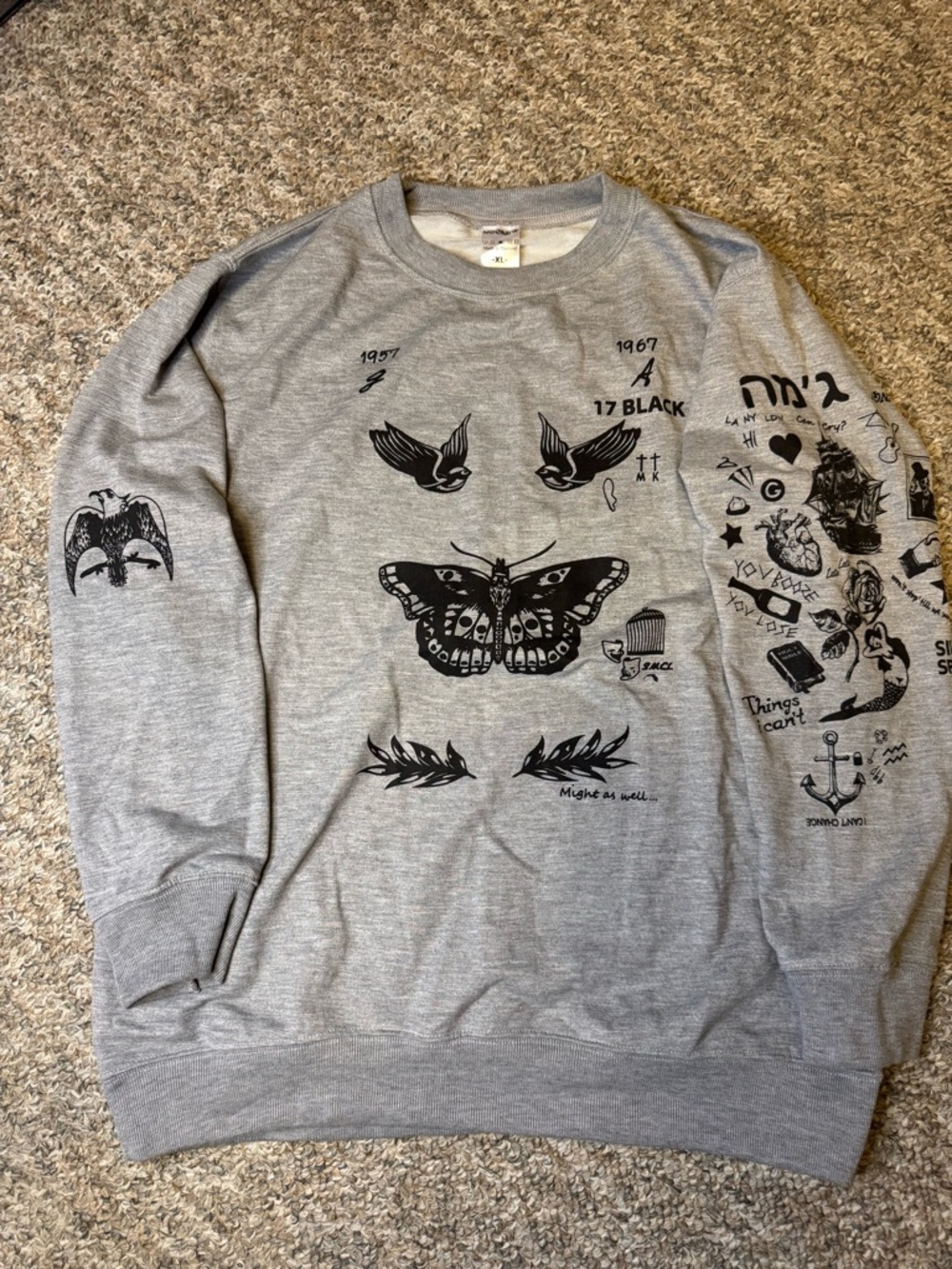 NOONEW Gray Harry Styles Crewneck Sweatshirt - XL